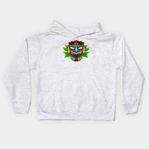 Tiki Mask Blue Nose Kids Hoodie by Mako Design 